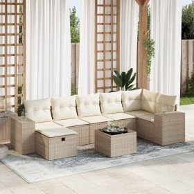 Set de sofás de jardín y cojines 8 piezas ratán sintético beige en Conjuntos de jardín | Comprar online en Foru.es