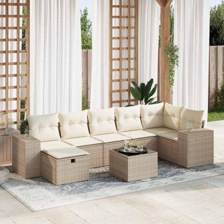 Set de sofás de jardín y cojines 8 piezas ratán sintético beige en Conjuntos de jardín | Comprar online en Foru.es