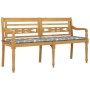 Banco Batavia con cojín patrón cuadros grises madera teca 150cm de vidaXL, Bancos de jardín - Ref: Foro24-3100840, Precio: 25...