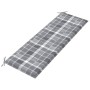 Banco Batavia con cojín patrón cuadros grises madera teca 150cm de vidaXL, Bancos de jardín - Ref: Foro24-3100840, Precio: 25...