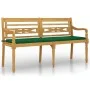 Banco Batavia con cojín verde madera maciza de teca 150 cm de vidaXL, Bancos de jardín - Ref: Foro24-3100831, Precio: 236,99 ...