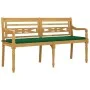 Banco Batavia con cojín verde madera maciza de teca 150 cm de vidaXL, Bancos de jardín - Ref: Foro24-3100831, Precio: 236,99 ...