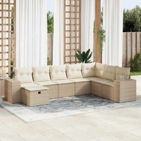 Set de sofás de jardín y cojines 8 piezas ratán sintético beige en Conjuntos de jardín | Comprar online en Foru.es
