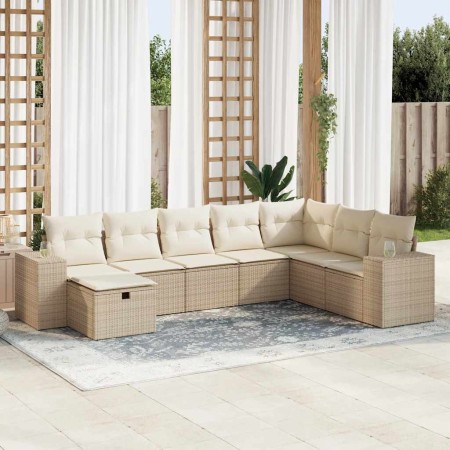 Set de sofás de jardín y cojines 8 piezas ratán sintético beige en Conjuntos de jardín | Comprar online en Foru.es