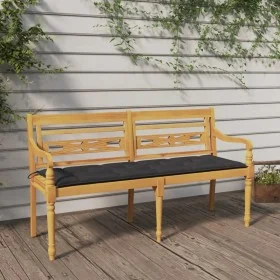Banco Batavia con cojín antracita madera maciza de teca 150 cm de vidaXL, Bancos de jardín - Ref: Foro24-3100841, Precio: 241...