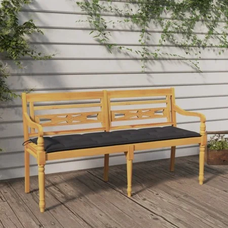 Banco Batavia con cojín antracita madera maciza de teca 150 cm de vidaXL, Bancos de jardín - Ref: Foro24-3100841, Precio: 241...