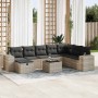 Set muebles jardín 9 pzas y cojines ratán sintético gris claro en Conjuntos de jardín | Comprar online en Foru.es