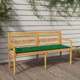 Banco Batavia con cojín verde madera maciza de teca 150 cm de vidaXL, Bancos de jardín - Ref: Foro24-3100846, Precio: 249,96 ...