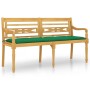 Banco Batavia con cojín verde madera maciza de teca 150 cm de vidaXL, Bancos de jardín - Ref: Foro24-3100846, Precio: 249,96 ...