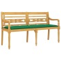Banco Batavia con cojín verde madera maciza de teca 150 cm de vidaXL, Bancos de jardín - Ref: Foro24-3100846, Precio: 249,96 ...
