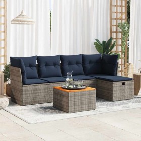Set de muebles de jardín 6 pzas y cojines ratán sintético gris en Conjuntos de jardín | Comprar online en Foru.es