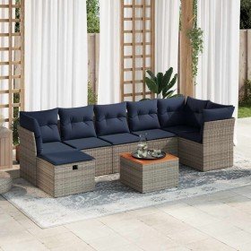 Set de sofás de jardín y cojines 8 piezas ratán sintético gris en Conjuntos de jardín | Comprar online en Foru.es
