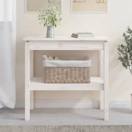 Mesa consola de madera maciza de pino blanco 80x40x75 cm de vidaXL, Mesas auxiliares - Ref: Foro24-814305, Precio: 68,20 €, D...