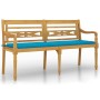 Banco Batavia con cojín azul madera maciza de teca 150 cm de vidaXL, Bancos de jardín - Ref: Foro24-3100830, Precio: 242,30 €...