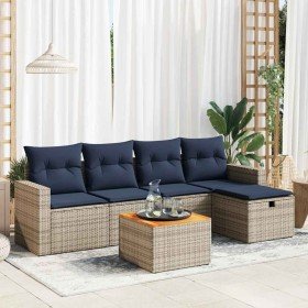 Set de muebles de jardín 6 pzas y cojines ratán sintético gris en Conjuntos de jardín | Comprar online en Foru.es