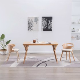 Sillas de comedor 2 uds madera curvada y cuero sintético crema en Sillas de comedor | Comprar online en Foru.es