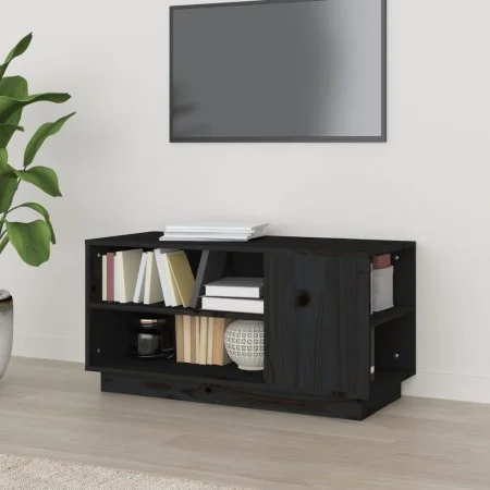 Mueble de TV madera maciza de pino negro 80x35x40,5 cm de vidaXL, Muebles TV - Ref: Foro24-814408, Precio: 51,95 €, Descuento: %