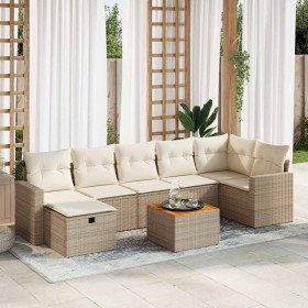 Set de sofás de jardín y cojines 8 piezas ratán sintético beige en Conjuntos de jardín | Comprar online en Foru.es