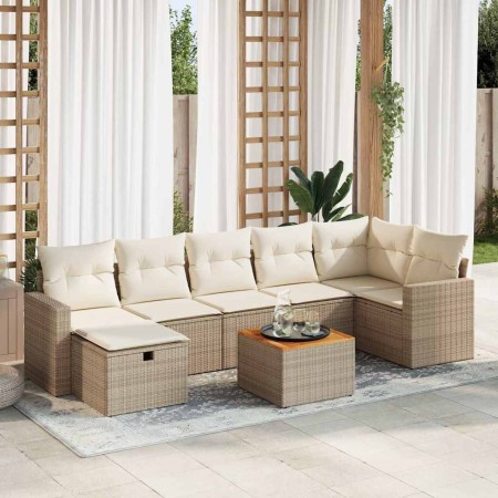 Set de sofás de jardín y cojines 8 piezas ratán sintético beige en Conjuntos de jardín | Comprar online en Foru.es