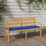 Banco Batavia con cojín azul real madera maciza de teca 150 cm de vidaXL, Bancos de jardín - Ref: Foro24-3100836, Precio: 248...