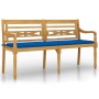 Banco Batavia con cojín azul real madera maciza de teca 150 cm de vidaXL, Bancos de jardín - Ref: Foro24-3100836, Precio: 248...