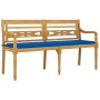 Banco Batavia con cojín azul real madera maciza de teca 150 cm de vidaXL, Bancos de jardín - Ref: Foro24-3100836, Precio: 248...