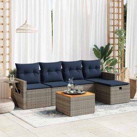 Set de muebles de jardín 6 pzas y cojines ratán sintético gris en Conjuntos de jardín | Comprar online en Foru.es