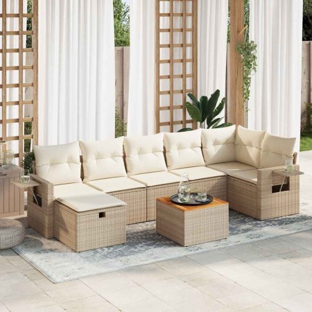 Set de sofás de jardín y cojines 8 piezas ratán sintético beige en Conjuntos de jardín | Comprar online en Foru.es