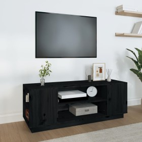 Mueble de TV madera maciza de pino negro 110x35x40,5 cm de vidaXL, Muebles TV - Ref: Foro24-814413, Precio: 68,35 €, Descuent...