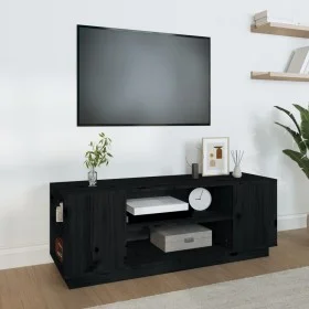 Mueble de TV madera maciza de pino negro 110x35x40,5 cm de vidaXL, Muebles TV - Ref: Foro24-814413, Precio: 68,35 €, Descuent...