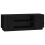 Mueble de TV madera maciza de pino negro 110x35x40,5 cm de vidaXL, Muebles TV - Ref: Foro24-814413, Precio: 68,35 €, Descuent...