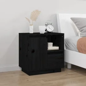 Nachttisch aus massivem schwarzem Kiefernholz, 50 x 34 x 50 cm von vidaXL, Nachttische - Ref: Foro24-814487, Preis: 49,21 €, ...