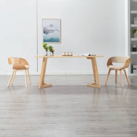 Silla de comedor madera curvada y cuero sintético crema en Sillas de comedor | Comprar online en Foru.es