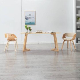 Silla de comedor madera curvada y cuero sintético crema en Sillas de comedor | Comprar online en Foru.es