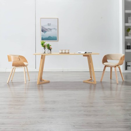 Silla de comedor madera curvada y cuero sintético crema en Sillas de comedor | Comprar online en Foru.es