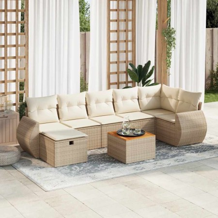 Set de sofás de jardín y cojines 8 piezas ratán sintético beige en Conjuntos de jardín | Comprar online en Foru.es