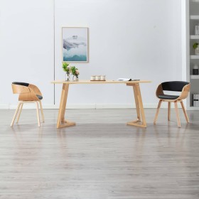 Silla de comedor de madera curvada y cuero sintético negro en Sillas de comedor | Comprar online en Foru.es