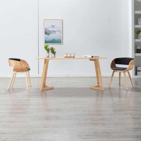 Silla de comedor de madera curvada y cuero sintético negro en Sillas de comedor | Comprar online en Foru.es