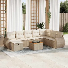 Set de sofás de jardín con cojines 9 pzas ratán sintético beige en Conjuntos de jardín | Comprar online en Foru.es