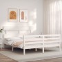 Estructura de cama con cabecero madera maciza blanco 160x200 cm de vidaXL, Camas y somieres - Ref: Foro24-3195102, Precio: 13...