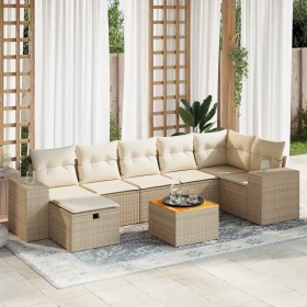 Set de sofás de jardín y cojines 8 piezas ratán sintético beige en Conjuntos de jardín | Comprar online en Foru.es