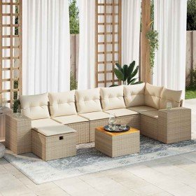 Set de sofás de jardín y cojines 8 piezas ratán sintético beige en Conjuntos de jardín | Comprar online en Foru.es
