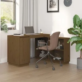 Honey brown solid pine wood desk 110x50x75 cm by vidaXL, Desks - Ref: Foro24-814507, Price: 135,05 €, Discount: %