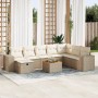 Set de sofás de jardín con cojines 9 pzas ratán sintético beige en Conjuntos de jardín | Comprar online en Foru.es