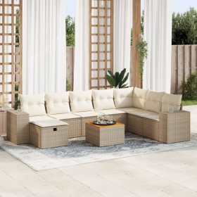 Set de sofás de jardín con cojines 9 pzas ratán sintético beige en Conjuntos de jardín | Comprar online en Foru.es