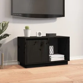 Mueble de TV de madera maciza de pino negro 74x35x44 cm de vidaXL, Muebles TV - Ref: Foro24-814338, Precio: 45,65 €, Descuent...
