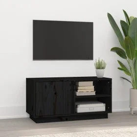 Mueble de TV madera maciza de pino negro 80x35x40,5 cm de vidaXL, Muebles TV - Ref: Foro24-814468, Precio: 74,06 €, Descuento: %