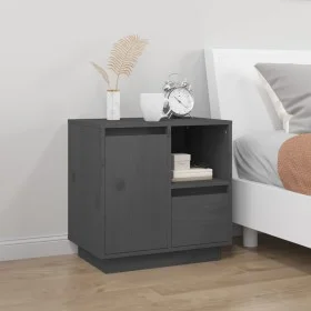 Solid gray pine wood bedside table 50x34x50 cm by vidaXL, Nightstands - Ref: Foro24-814483, Price: 70,59 €, Discount: %