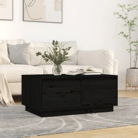 Solid black pine wood coffee table 80x50x35 cm by vidaXL, Coffee table - Ref: Foro24-814443, Price: 77,92 €, Discount: %