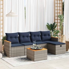 Set de muebles de jardín 6 pzas y cojines ratán sintético gris en Conjuntos de jardín | Comprar online en Foru.es